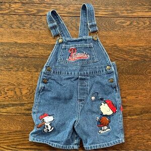 Vintage Peanuts Kids Denim Overalls, size 4T